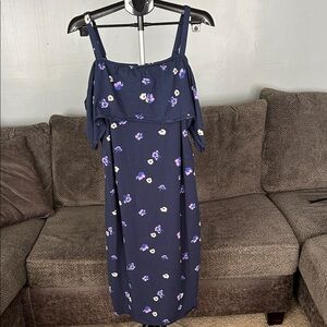 Old Navy Strapless Dress in Navy with Purple Floral